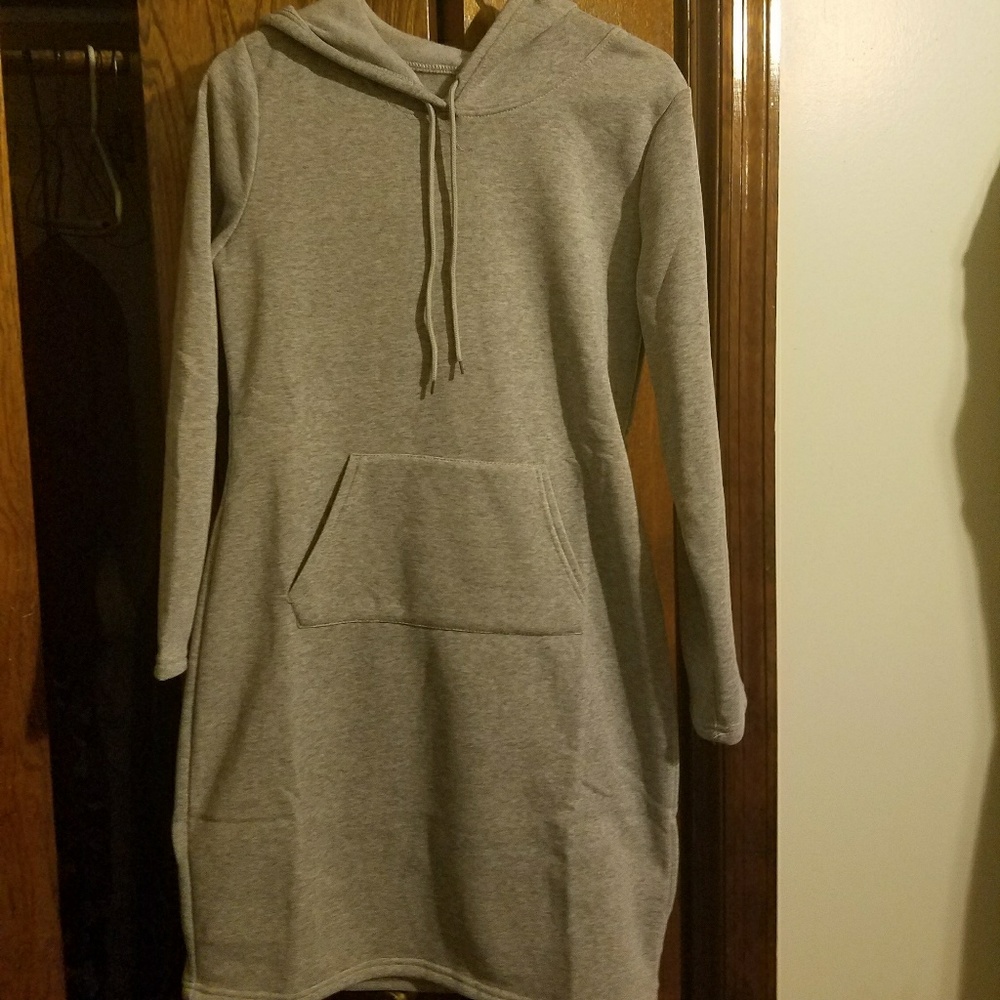 Knee Length Hoodie Sweater Dress